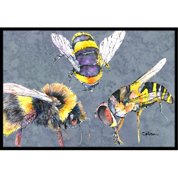 Carolines Treasures 24 x 36 in. Bee Bees Times Three Indoor Or Outdoor Doormat 8879JMAT - main